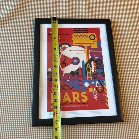 Retro Space Travel Poster Travel Mars poster in frame. Approx 17.5 x 13.5” - Picture 7 of 11